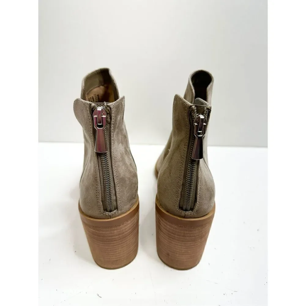BP Boots Womens 10 Brynne‎ Gray Block Heel Cut Out Zip Western Booties